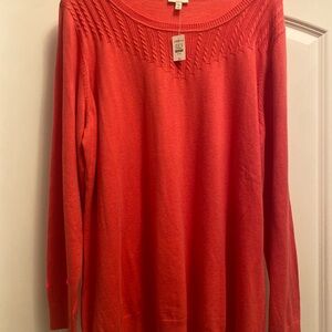 Talbots Plus Size 2X Coral Pullover Sweater Cotton Blend NWT